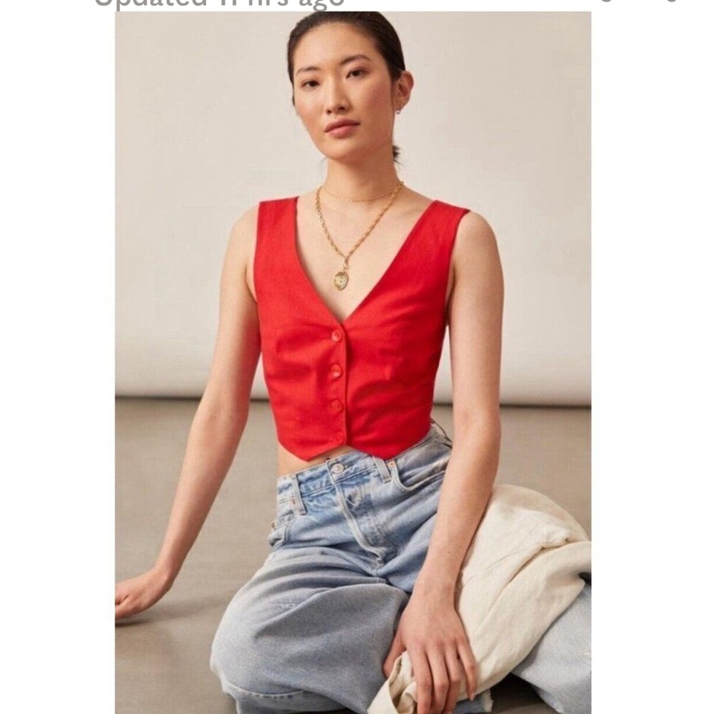 MARE MARE X ANTHROPOLOGIE RED VEST SUMMER VIBES - Picture 4 of 11